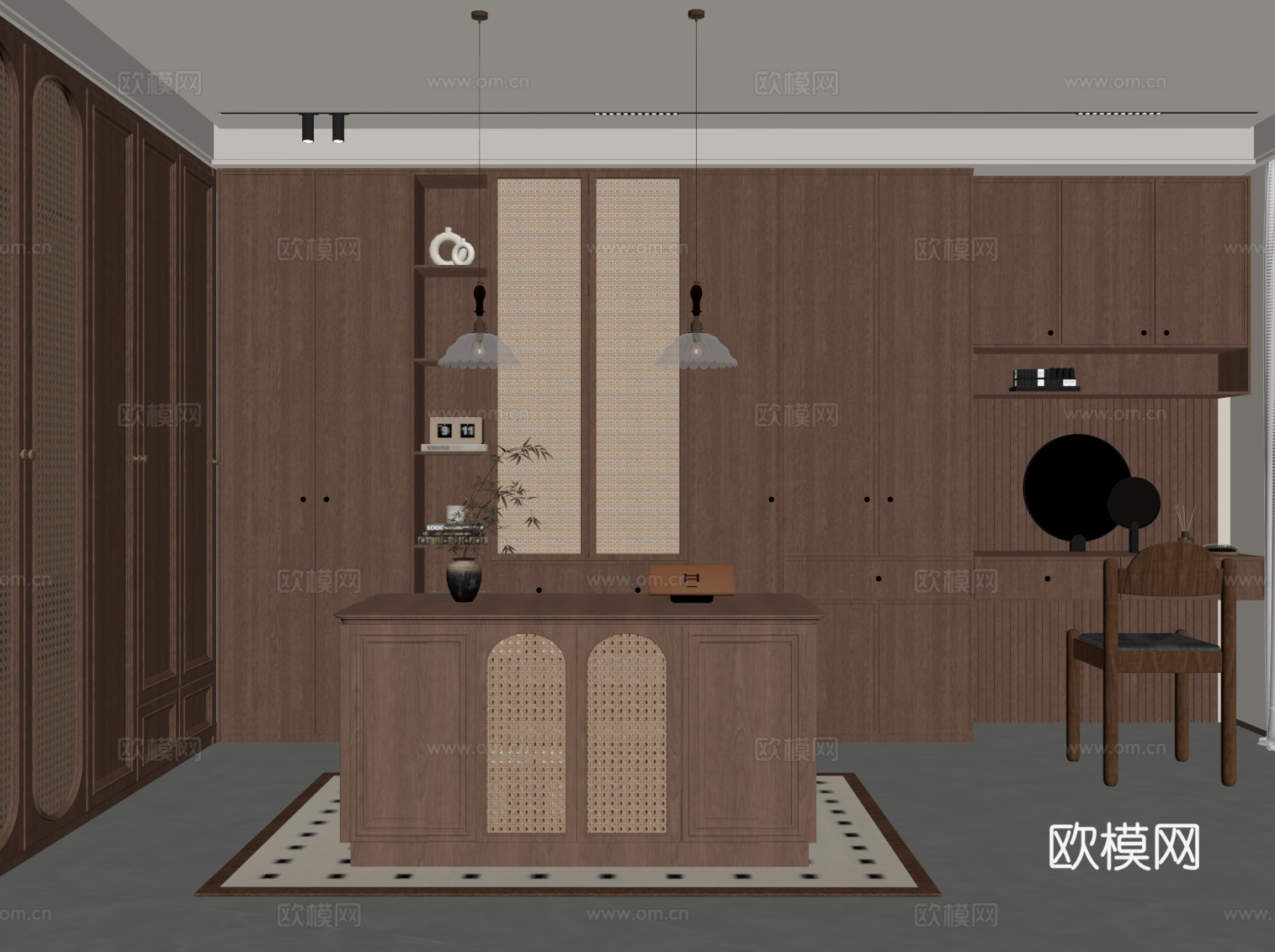 中古风衣帽间su模型