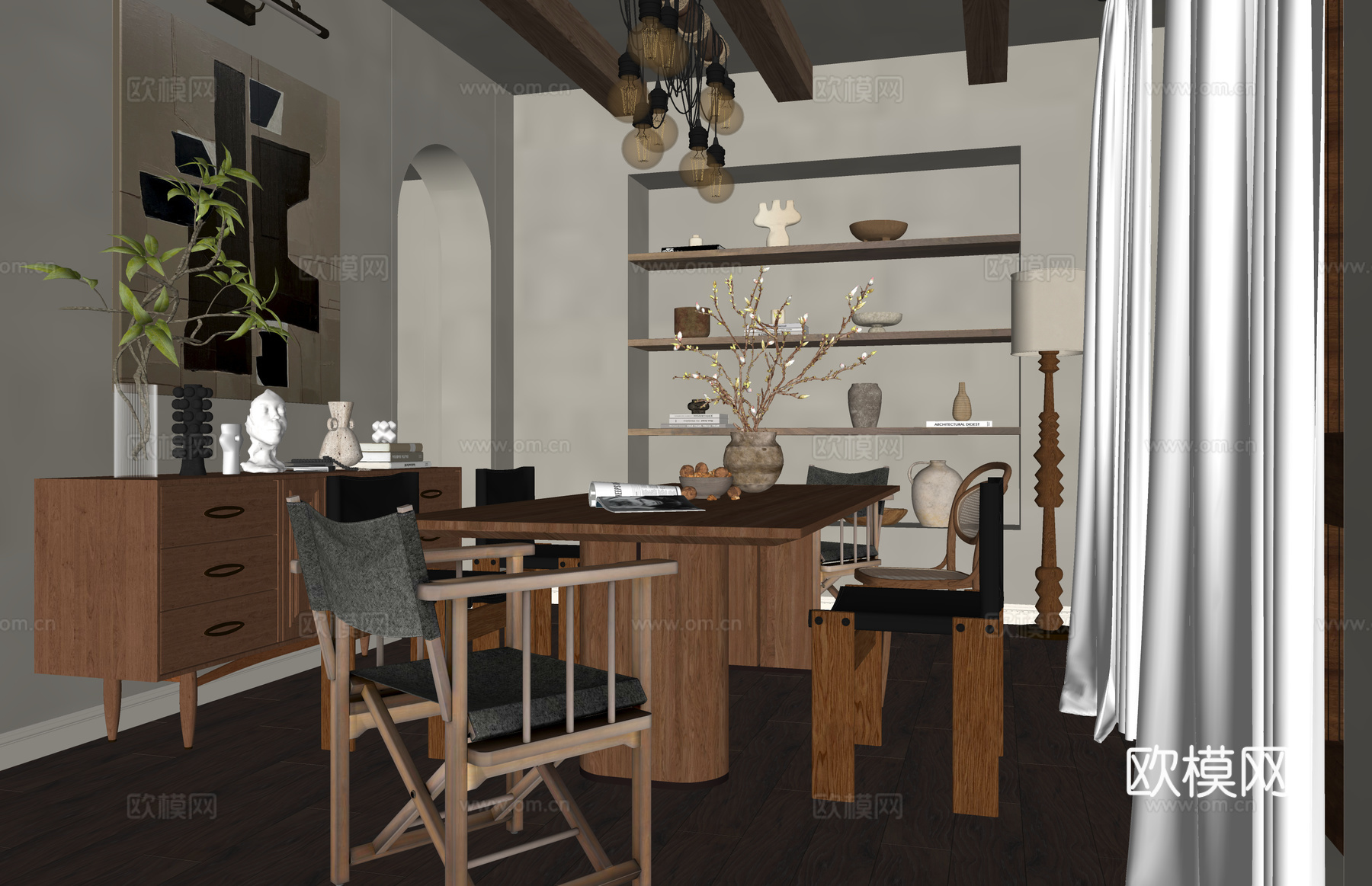 餐厅 客餐厅 卫生间 家装 门窗su模型