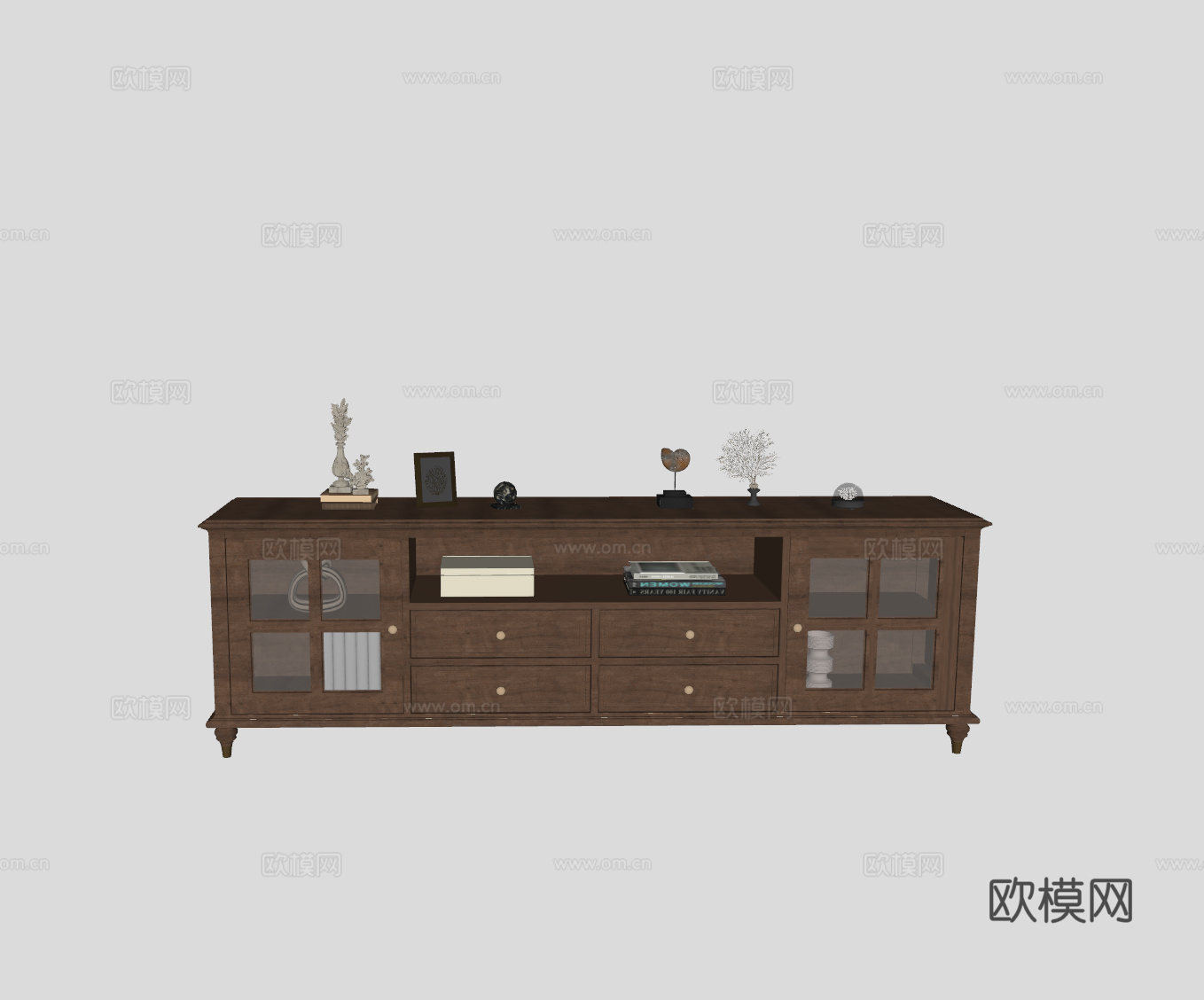 中古风装饰柜su模型