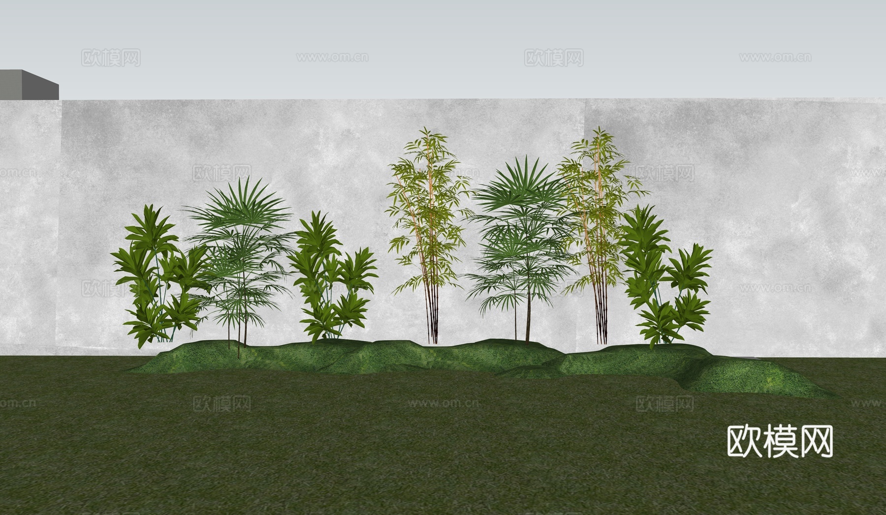 景观植物  竹子   乔木  草坡su模型