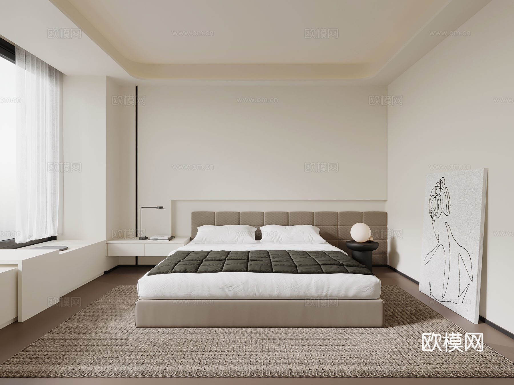 现代卧室su模型