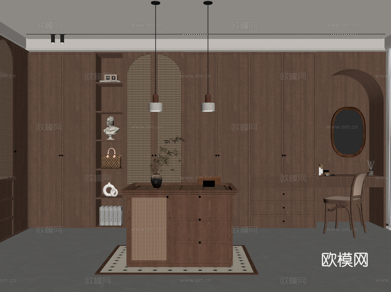 中古风衣帽间su模型