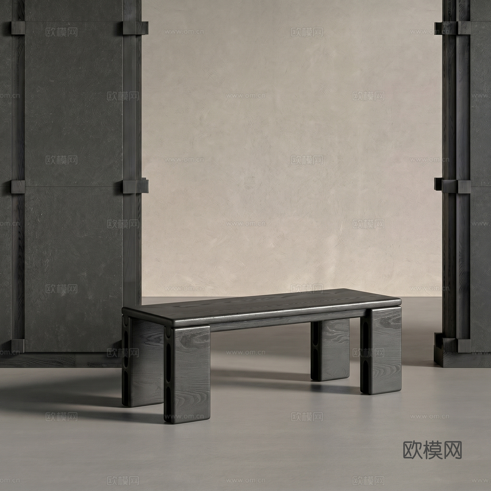 中古风沙发凳 长凳su模型