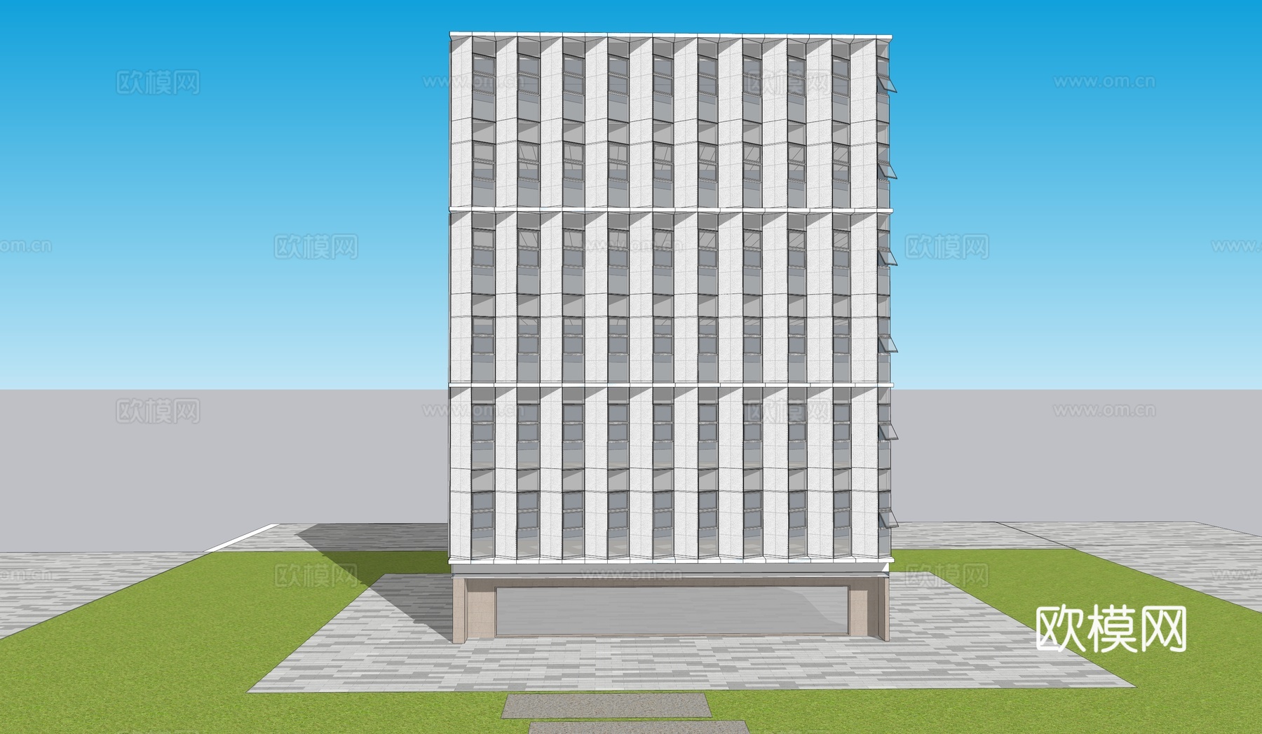建筑外观 玻璃幕墙 写字楼su模型