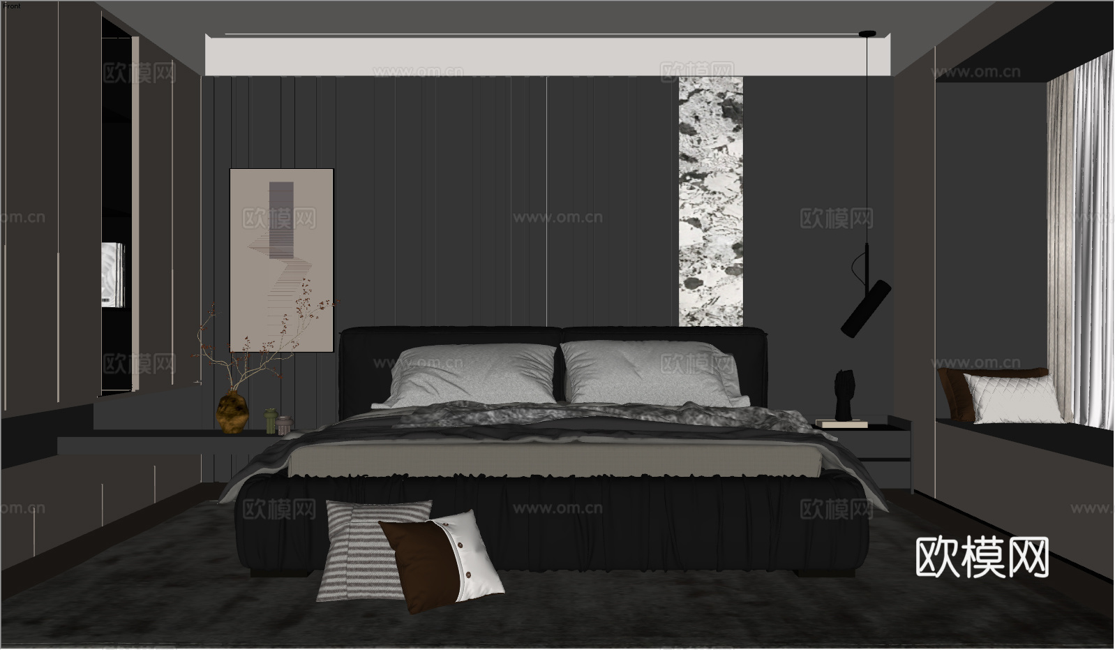 意式 家装 室内简约 轻奢风 格餐厅 客厅 卧室设计su模型