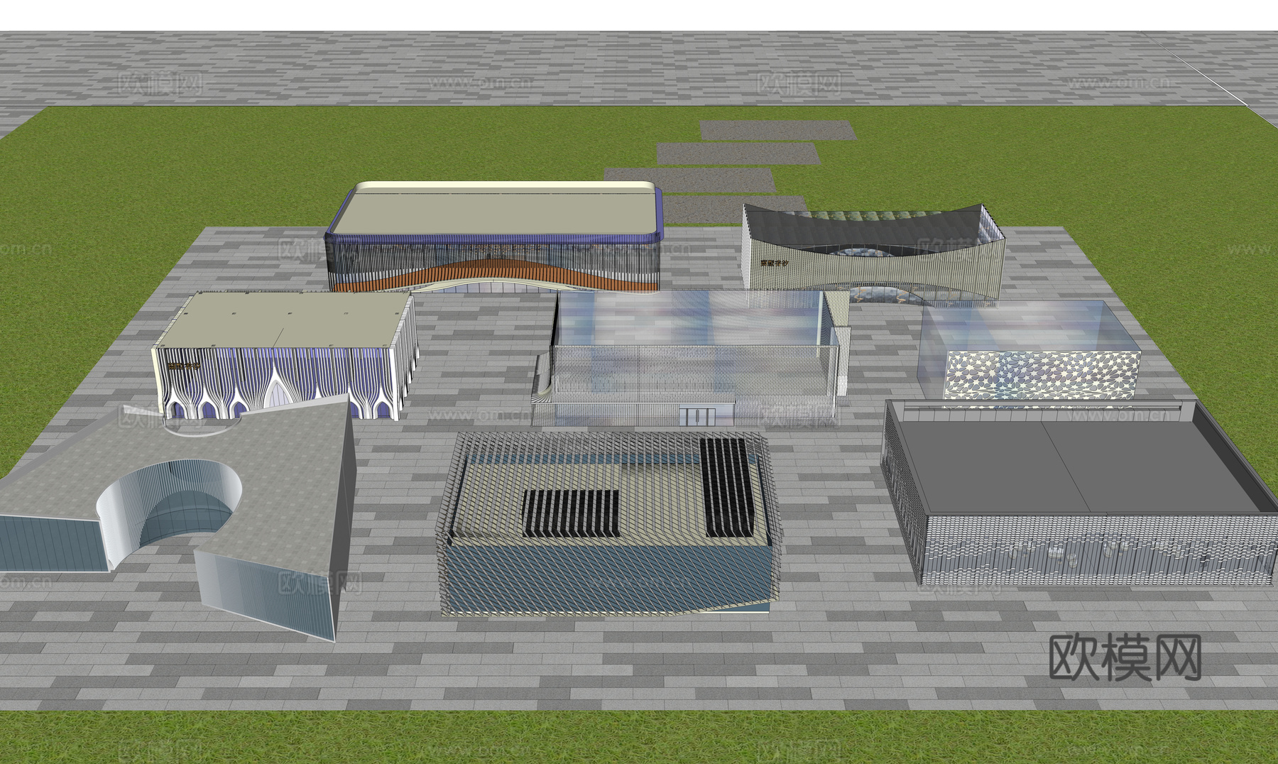 玻璃幕墙  建筑外观su模型