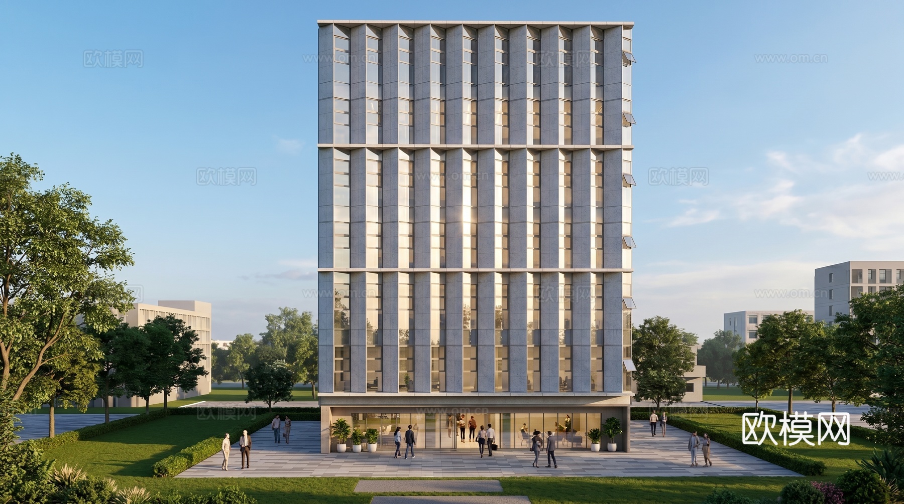 建筑外观 玻璃幕墙 写字楼su模型