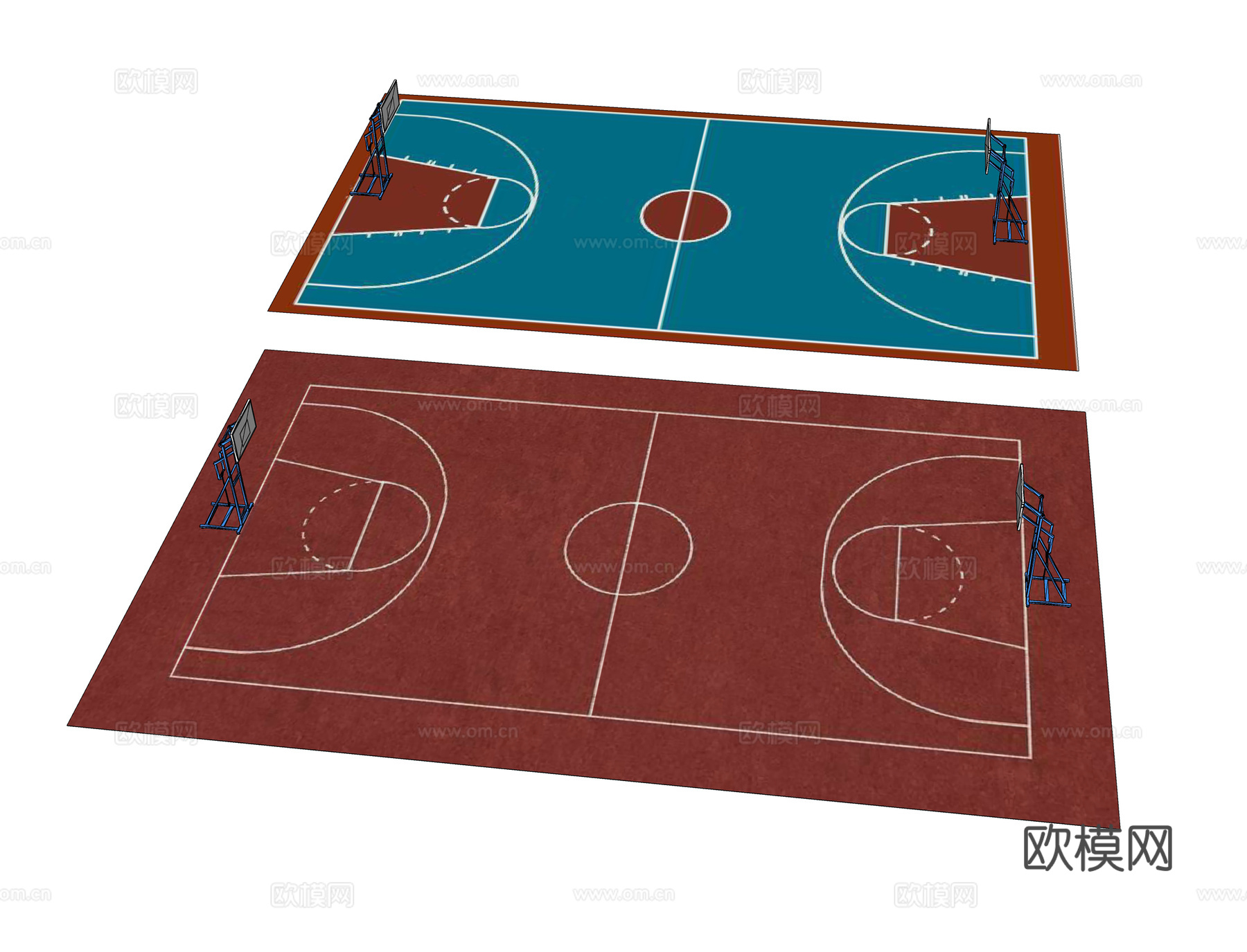 双款篮球场su模型