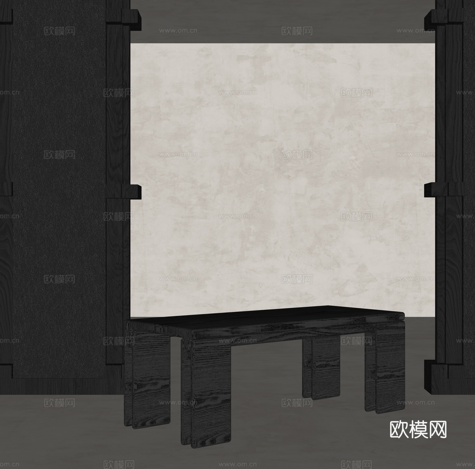 中古风沙发凳 长凳su模型