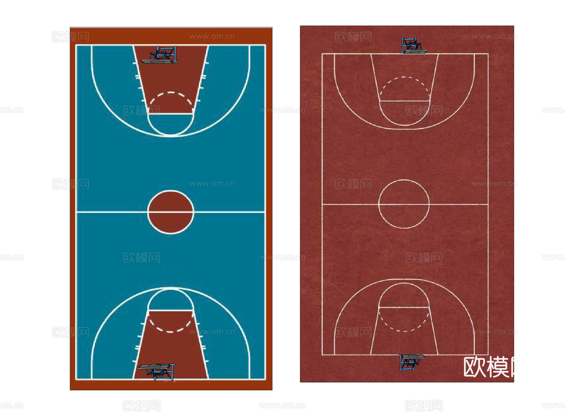 双款篮球场su模型