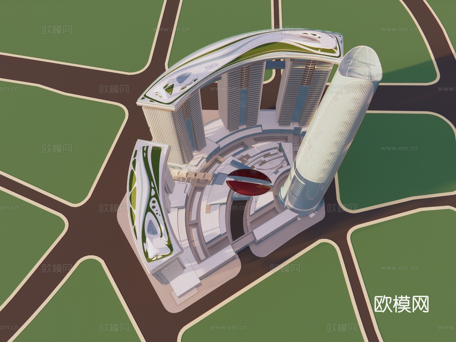 商业综合体高层办公楼su模型