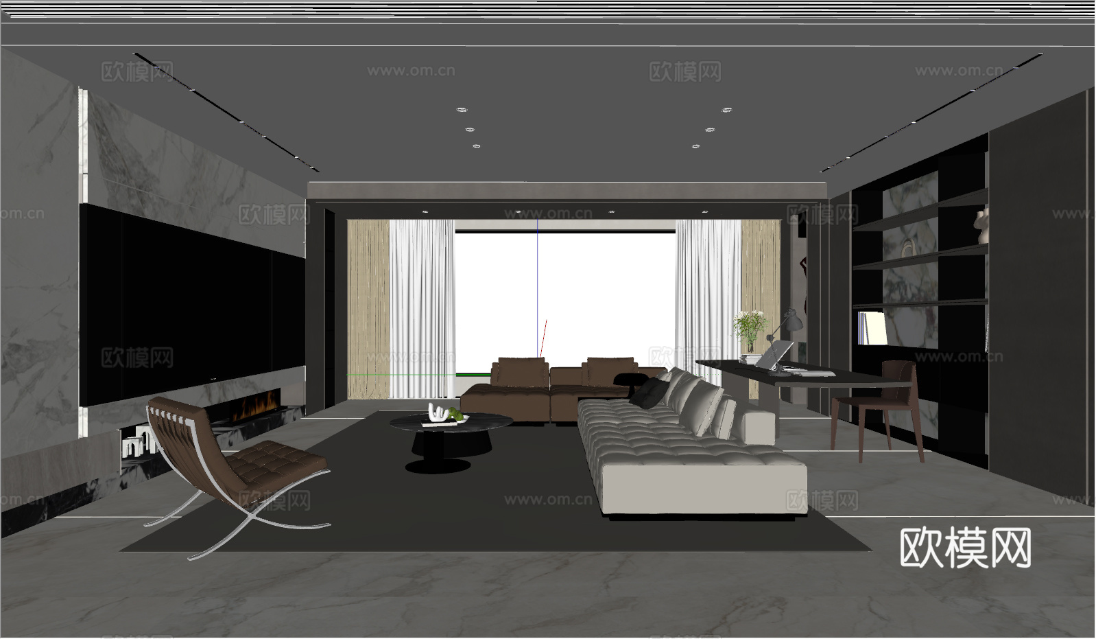 意式 家装 室内简约 轻奢风 格餐厅 客厅 卧室设计su模型