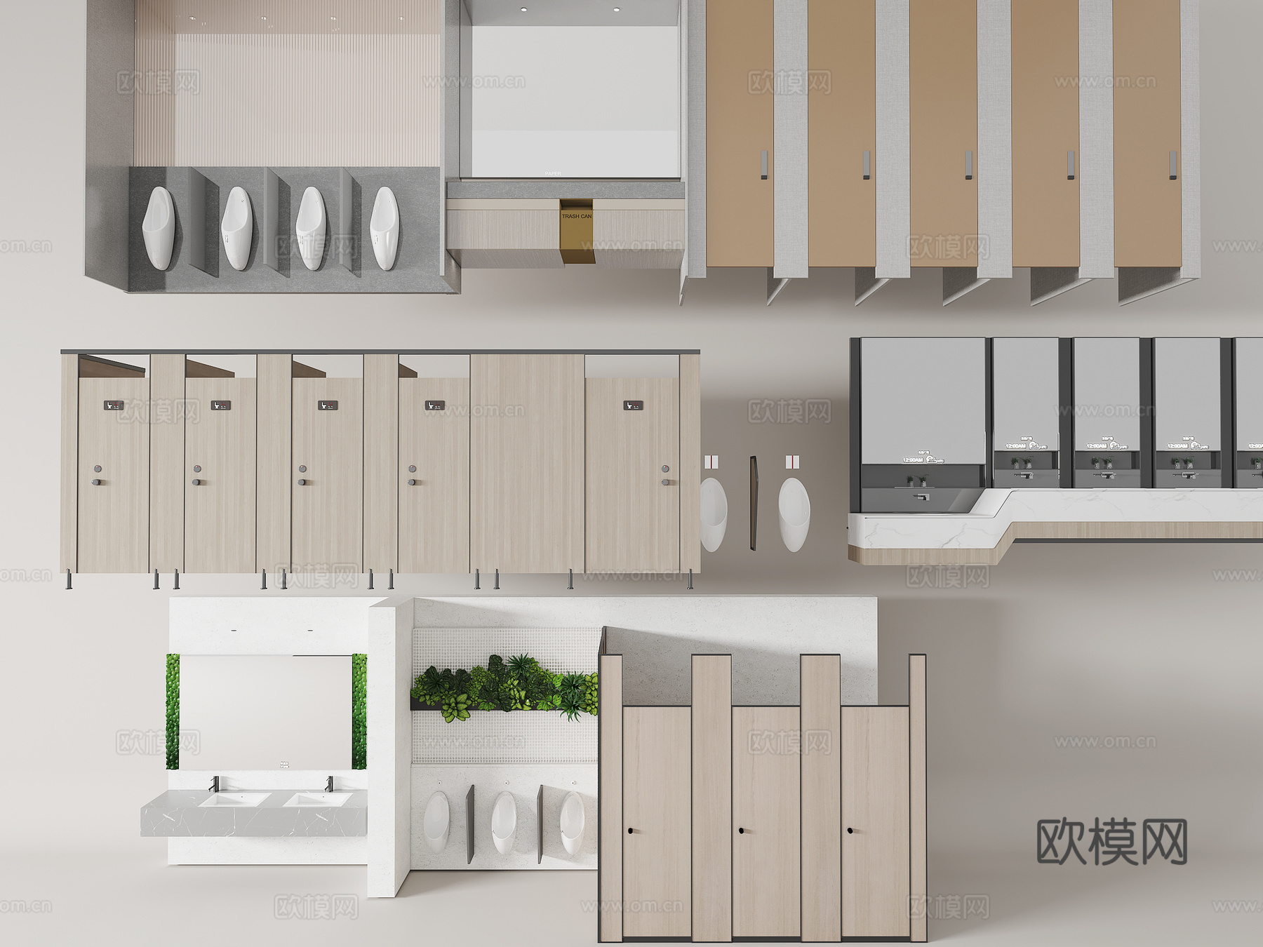 公共卫生间 卫生间隔断 小便器3d模型