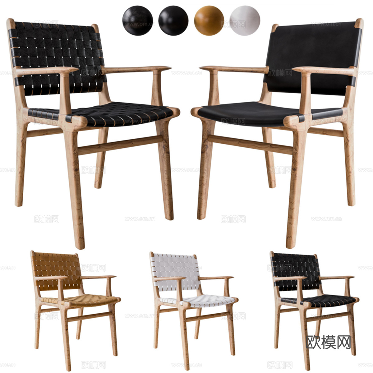 Flat 和 Stripped 带扶手餐椅3d模型