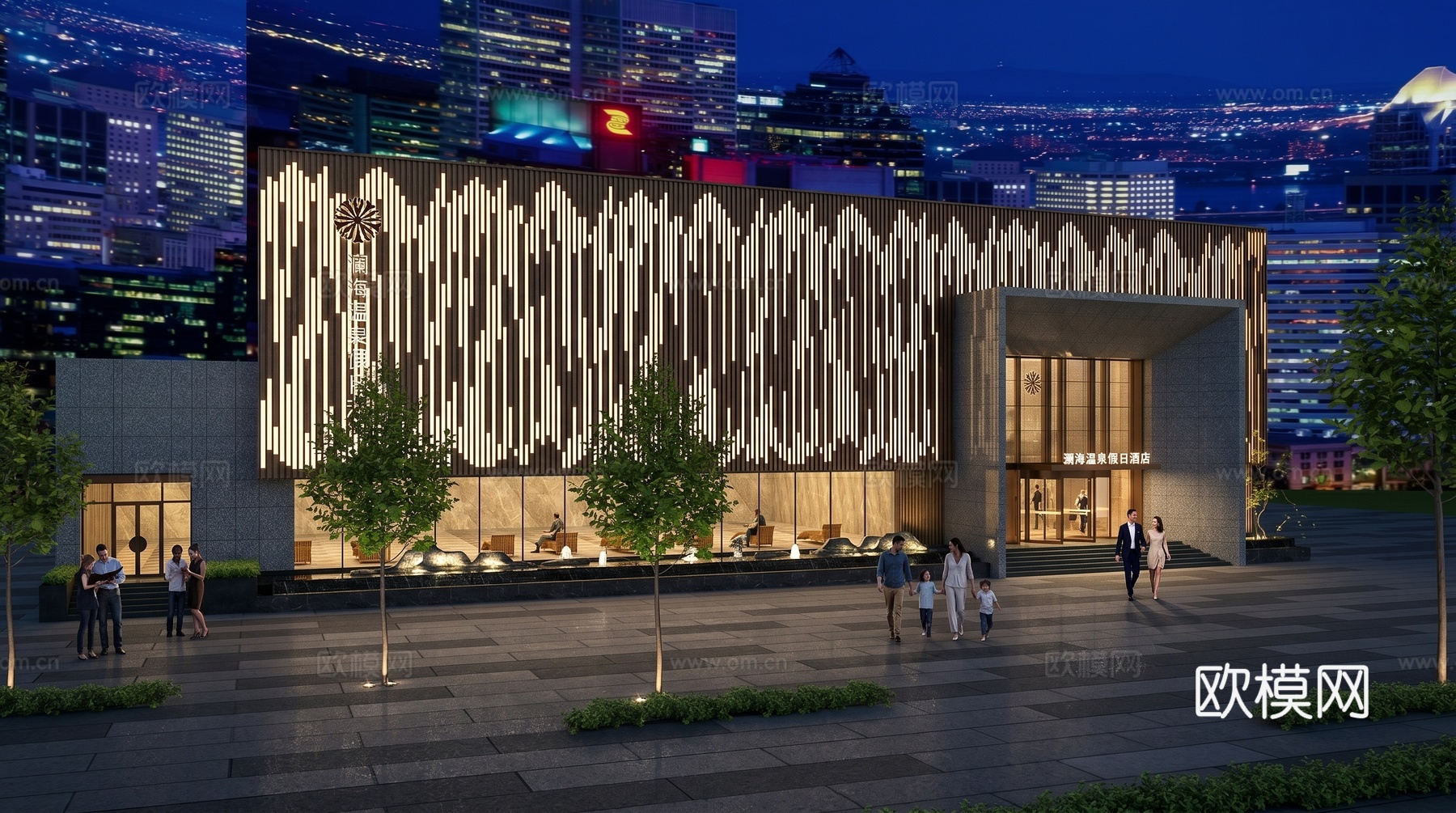 建筑外观 玻璃幕墙 酒店会所su模型