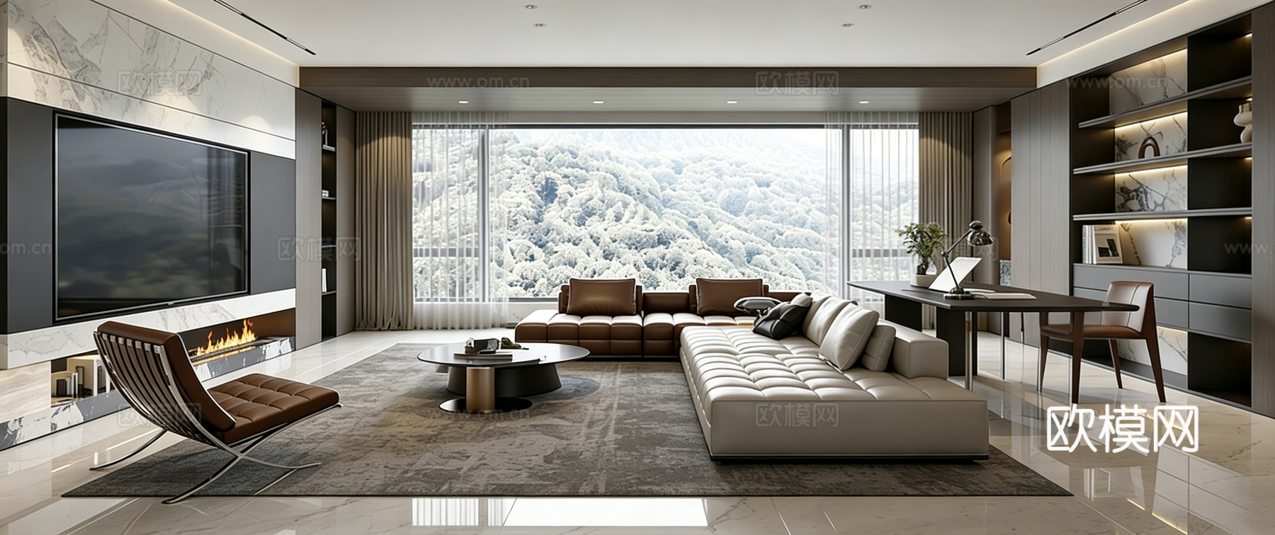 意式 家装 室内简约 轻奢风 格餐厅 客厅 卧室设计su模型