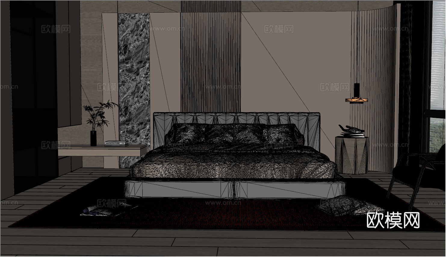 意式 家装 室内简约 轻奢风 格餐厅 客厅 卧室设计su模型