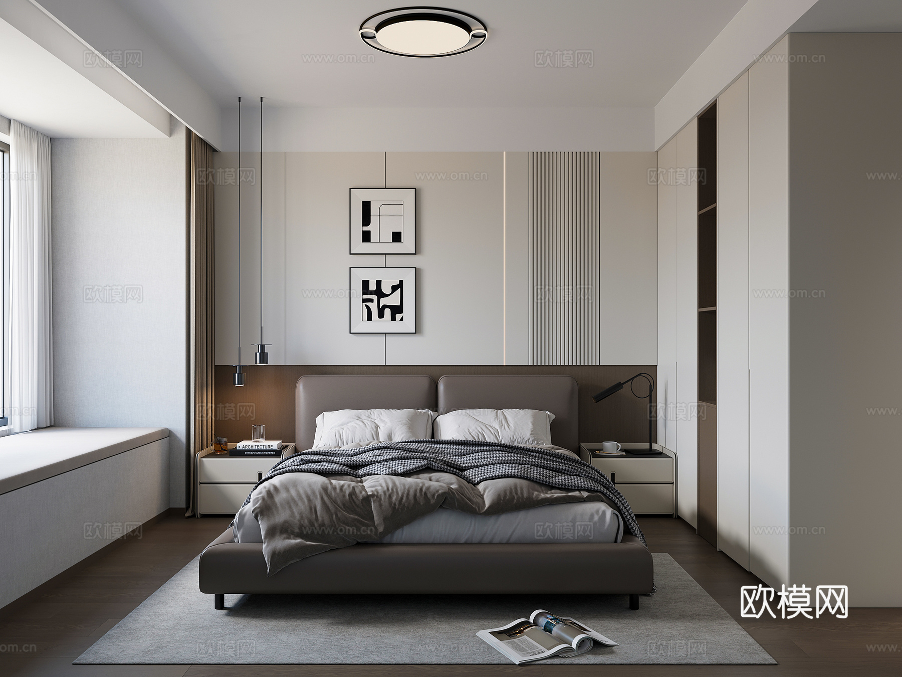 现代卧室su模型