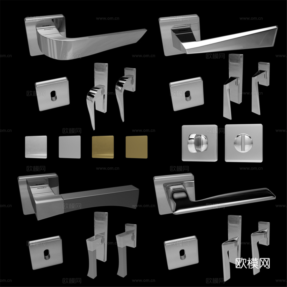 曼德利门窗把手（4件，43d模型