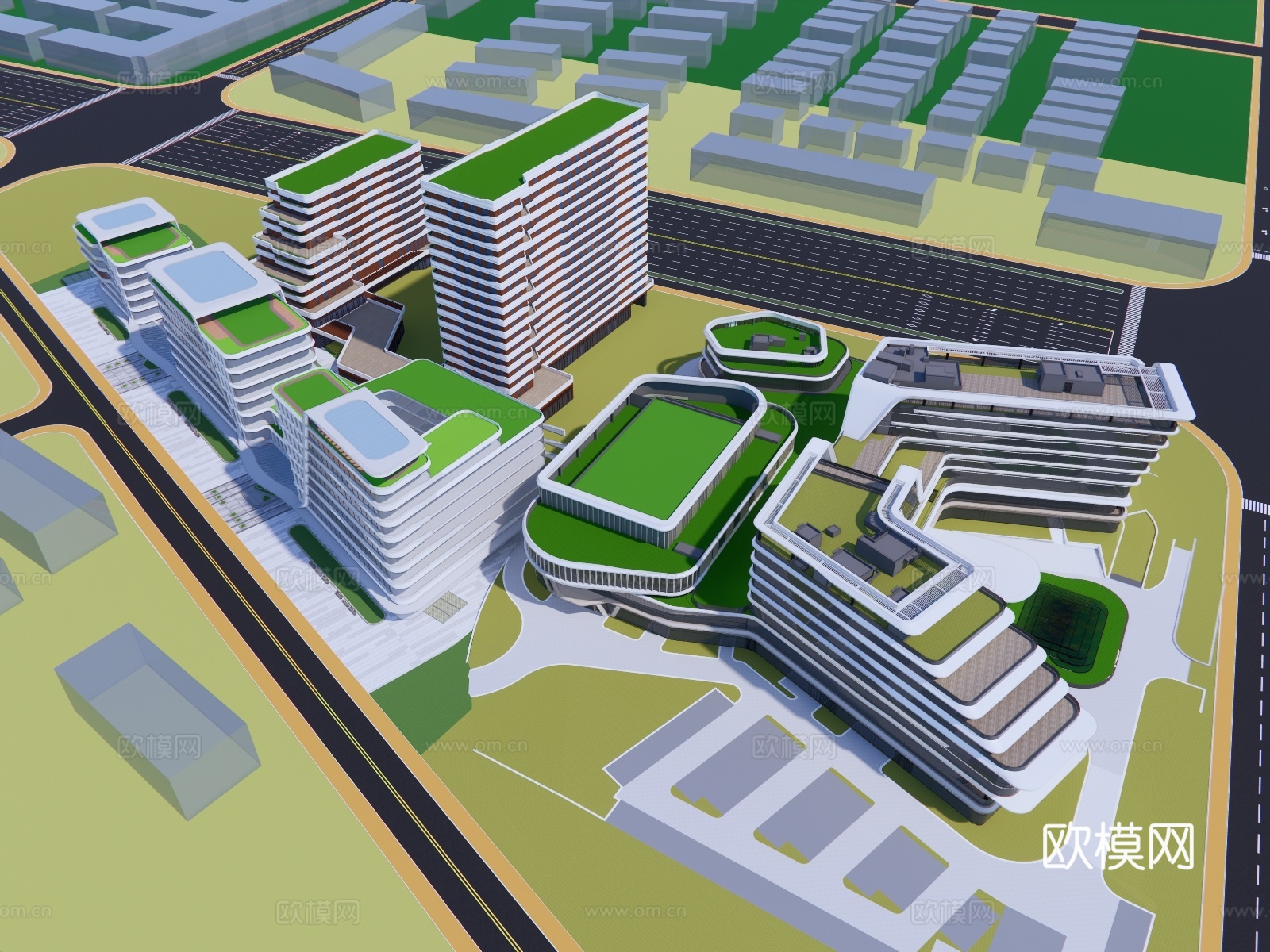 医院高层养老院疗养院su模型