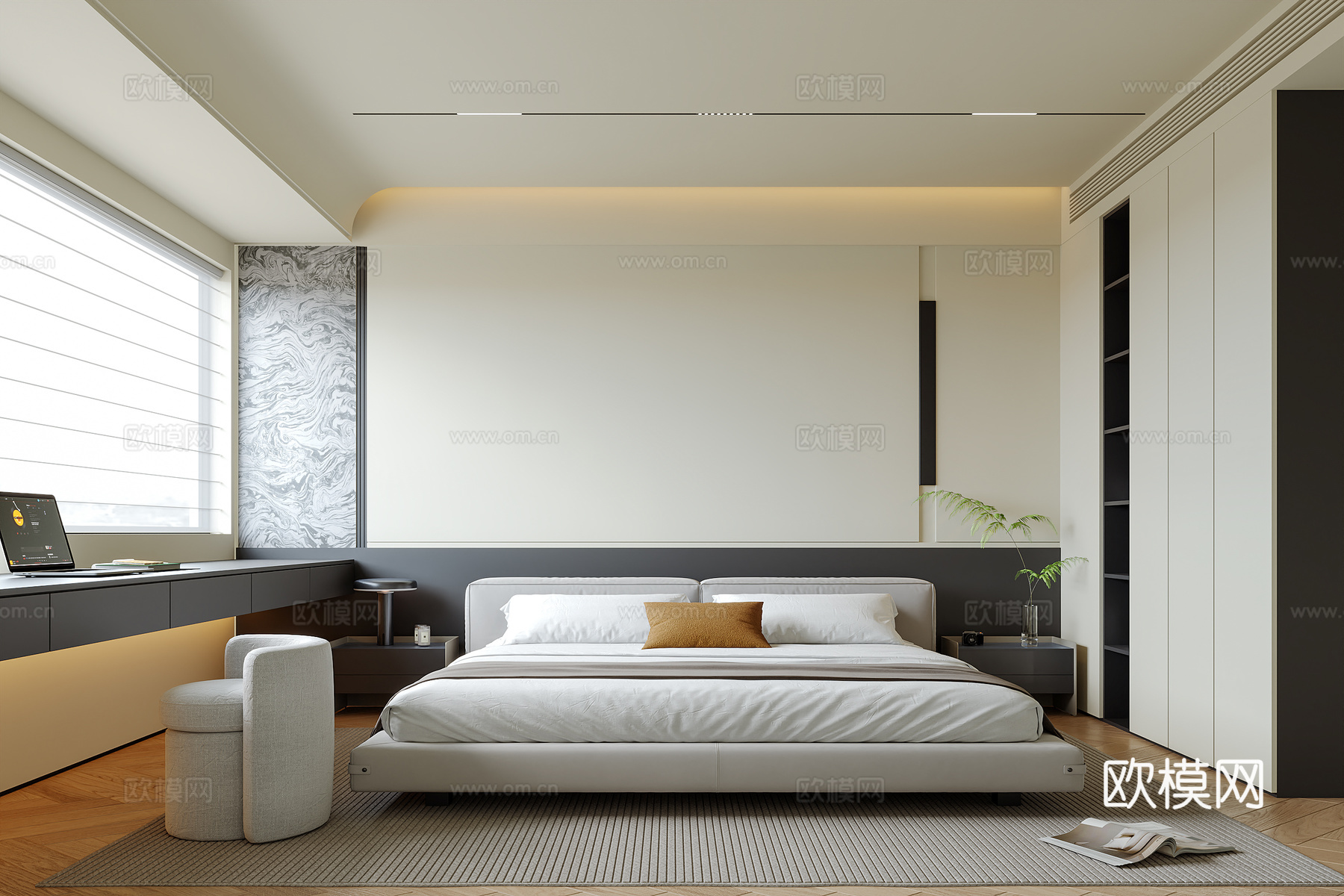 现代意式卧室su模型