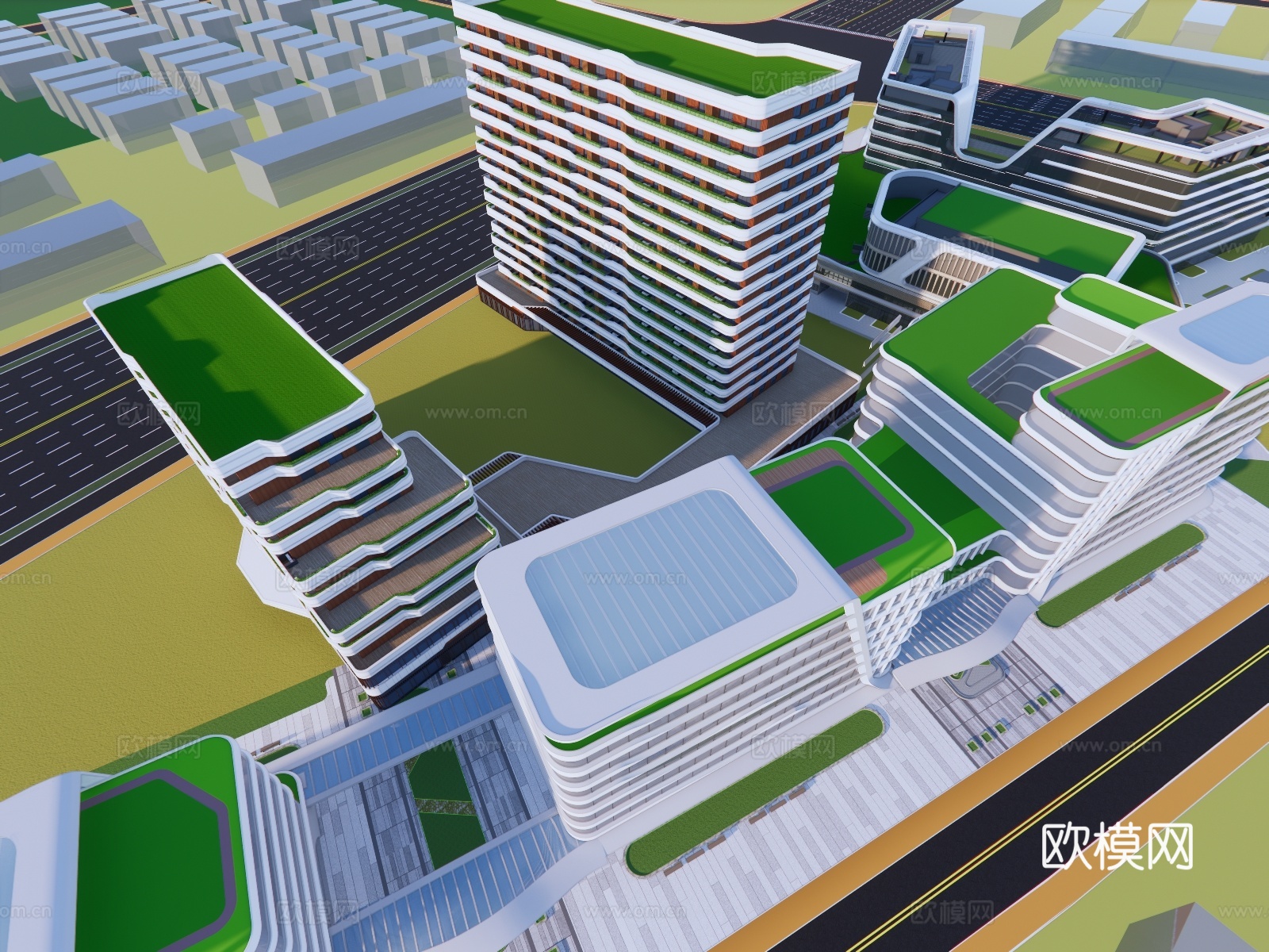 医院高层养老院疗养院su模型