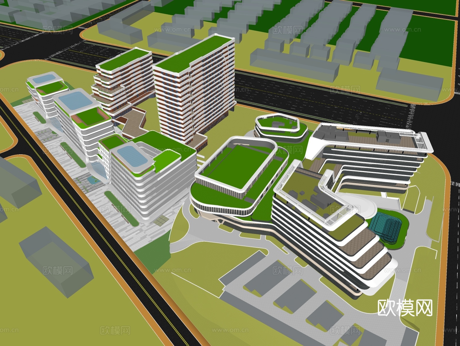 医院高层养老院疗养院su模型