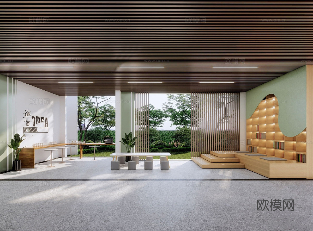 现代儿童活动区  架空层阅读活动区su模型