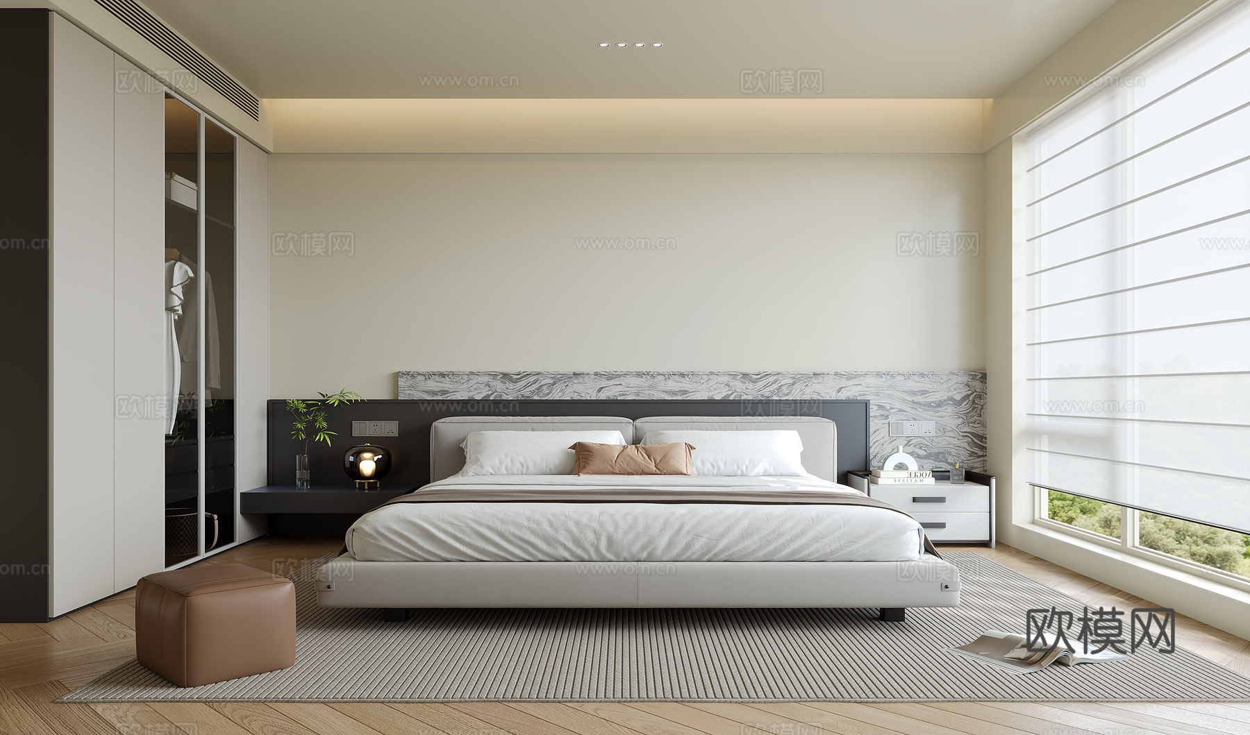 现代意式卧室su模型