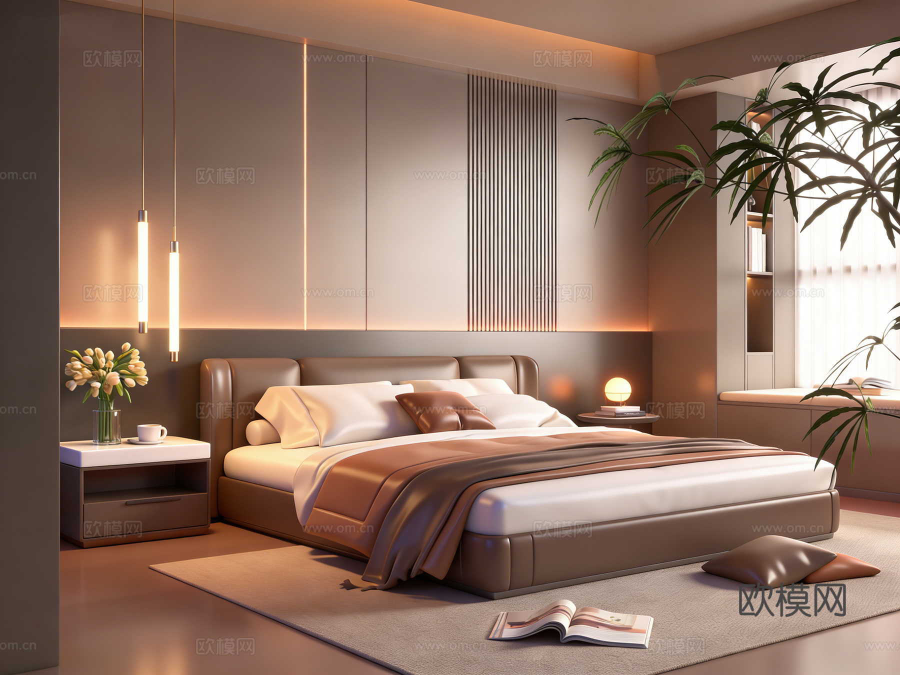 意式 家装 室内简约 轻奢风 格餐厅 客厅 卧室设计su模型