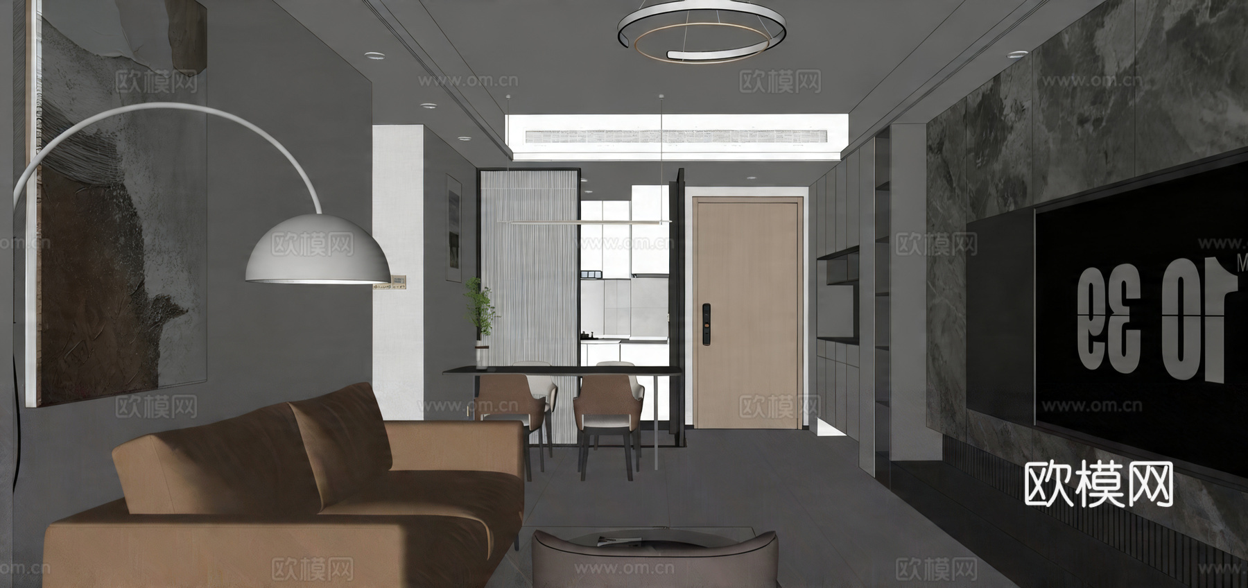 现代简约家装鸟瞰 现代 简约 经典 室内su模型