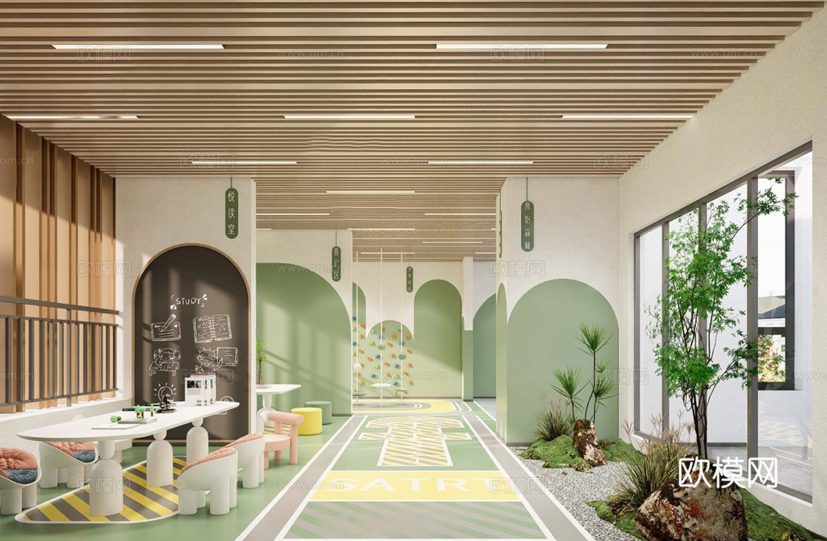 现代儿童乐园 住宅区架空层 儿童活动 老年活动会客空间su模型
