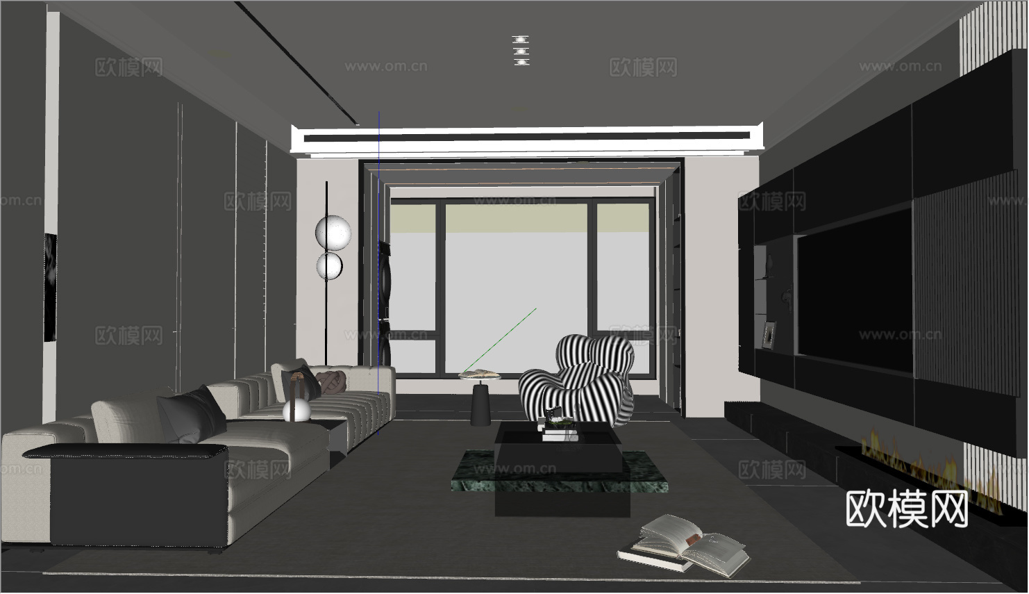 意式 家装 室内简约 轻奢风 格餐厅 客厅 卧室设计su模型