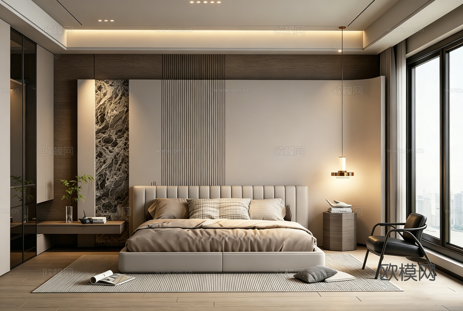 意式 家装 室内简约 轻奢风 格餐厅 客厅 卧室设计su模型