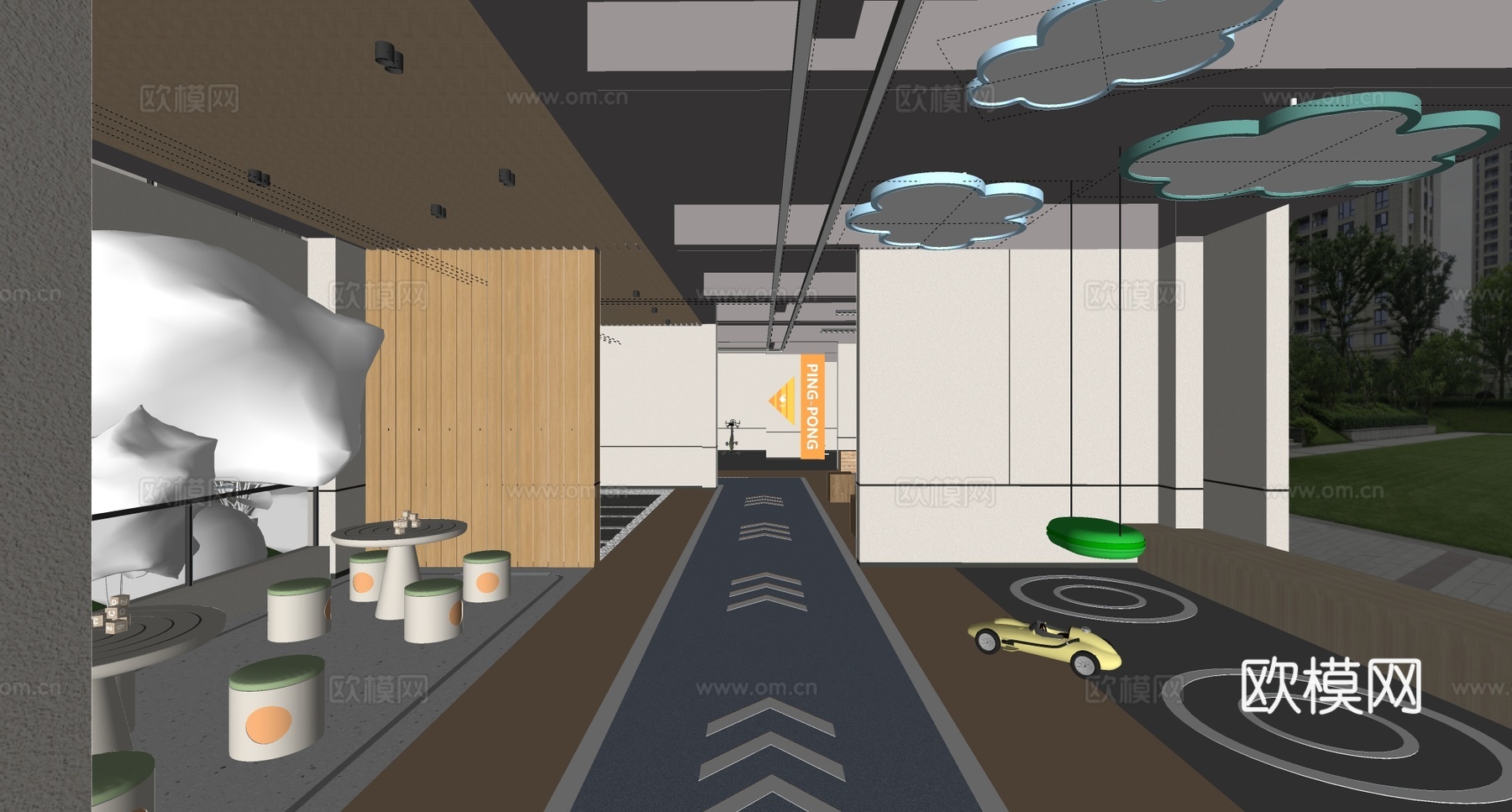 现代儿童乐园 小区架空层 儿童活动区域 娱乐空间su模型