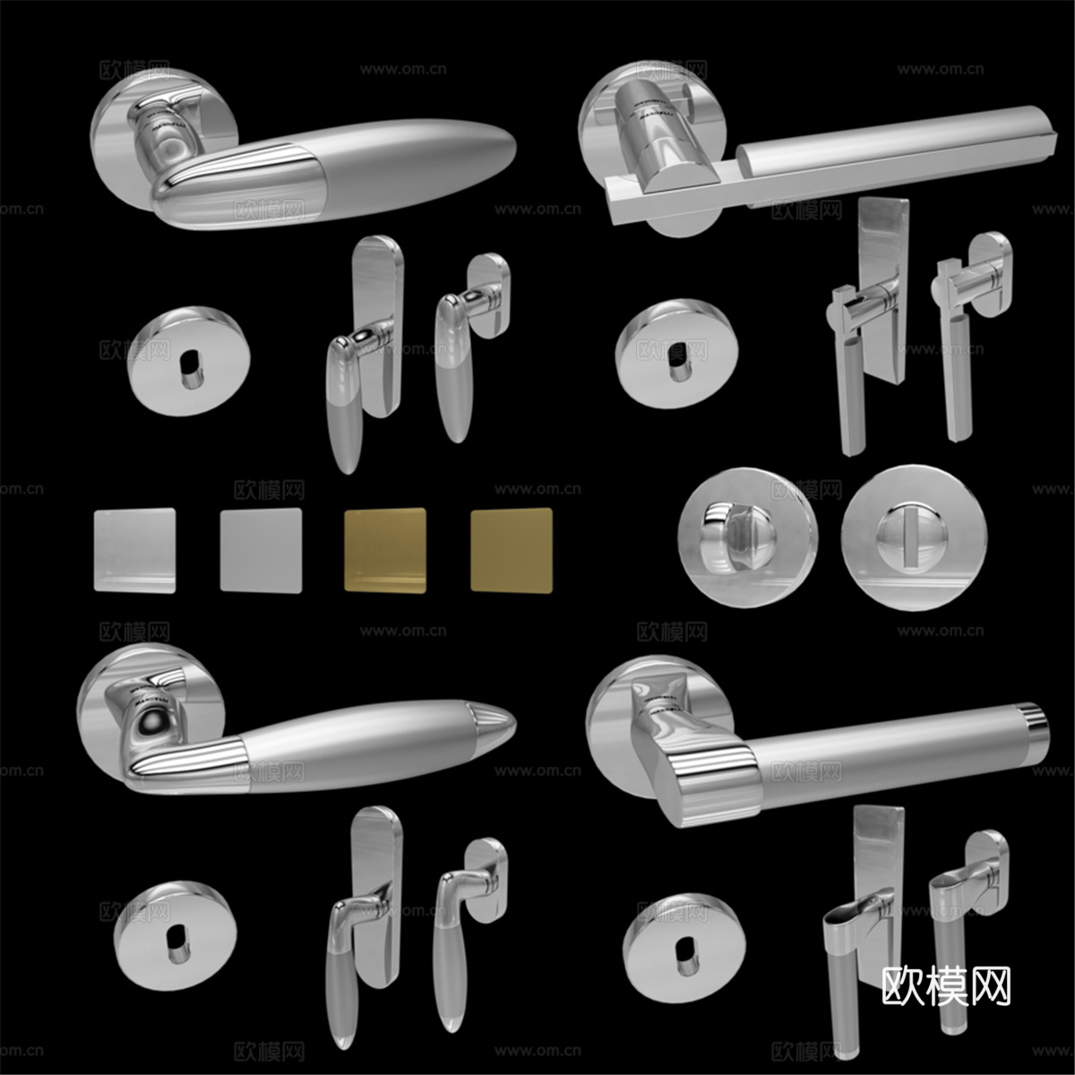 曼德利门窗把手（4件，43d模型