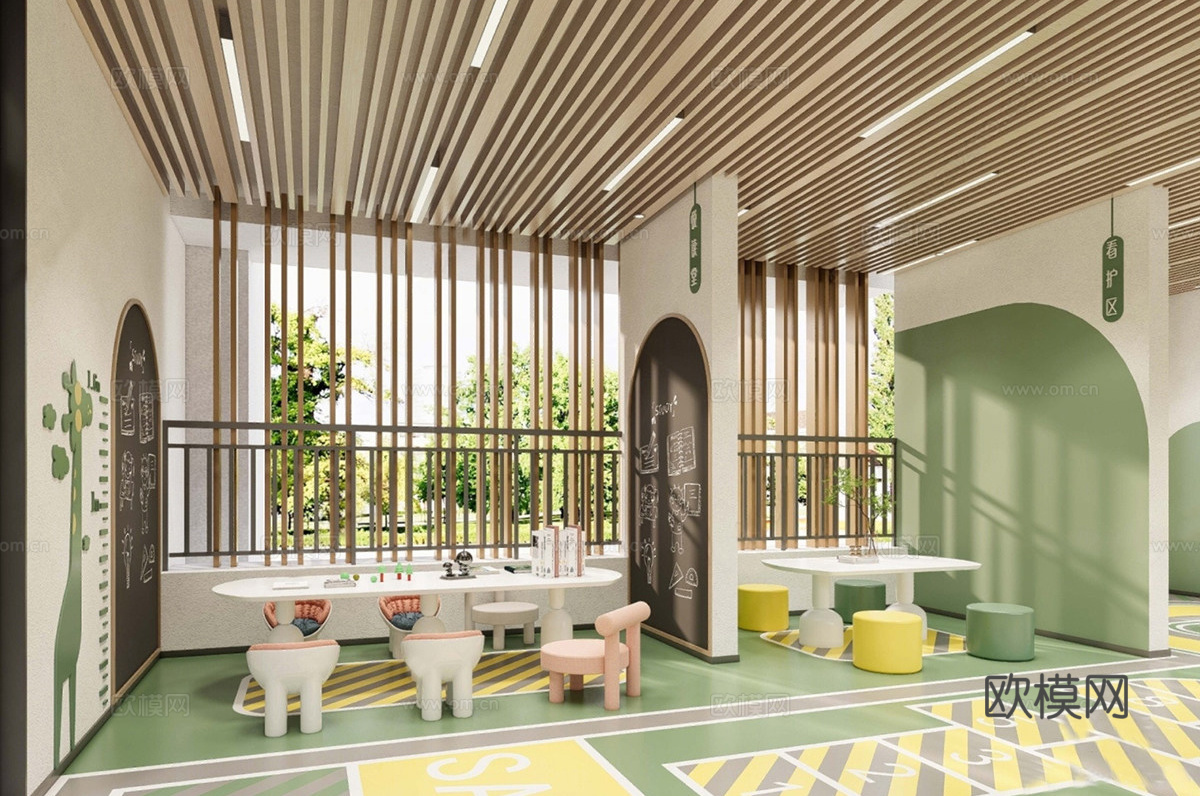 现代儿童乐园 住宅区架空层 儿童活动 老年活动会客空间su模型
