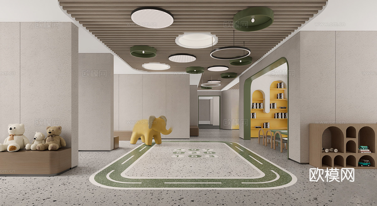 现代儿童活动空间 小区架空层  阅读区 游戏区 休息区su模型