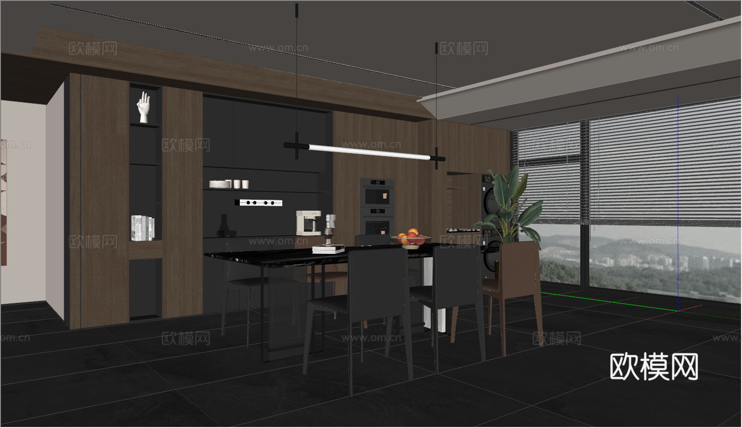 意式 家装 室内简约 轻奢风 格餐厅 客厅 卧室设计su模型