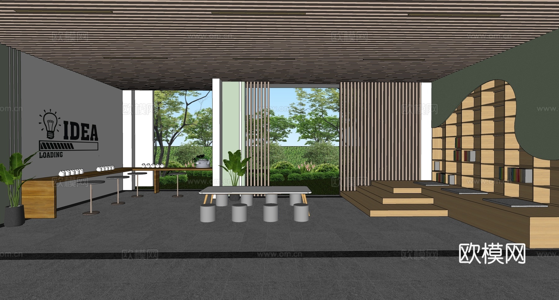 现代儿童活动区  架空层阅读活动区su模型