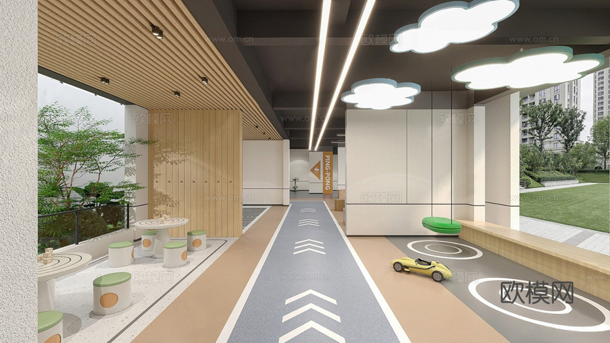 现代儿童乐园 小区架空层 儿童活动区域 娱乐空间su模型