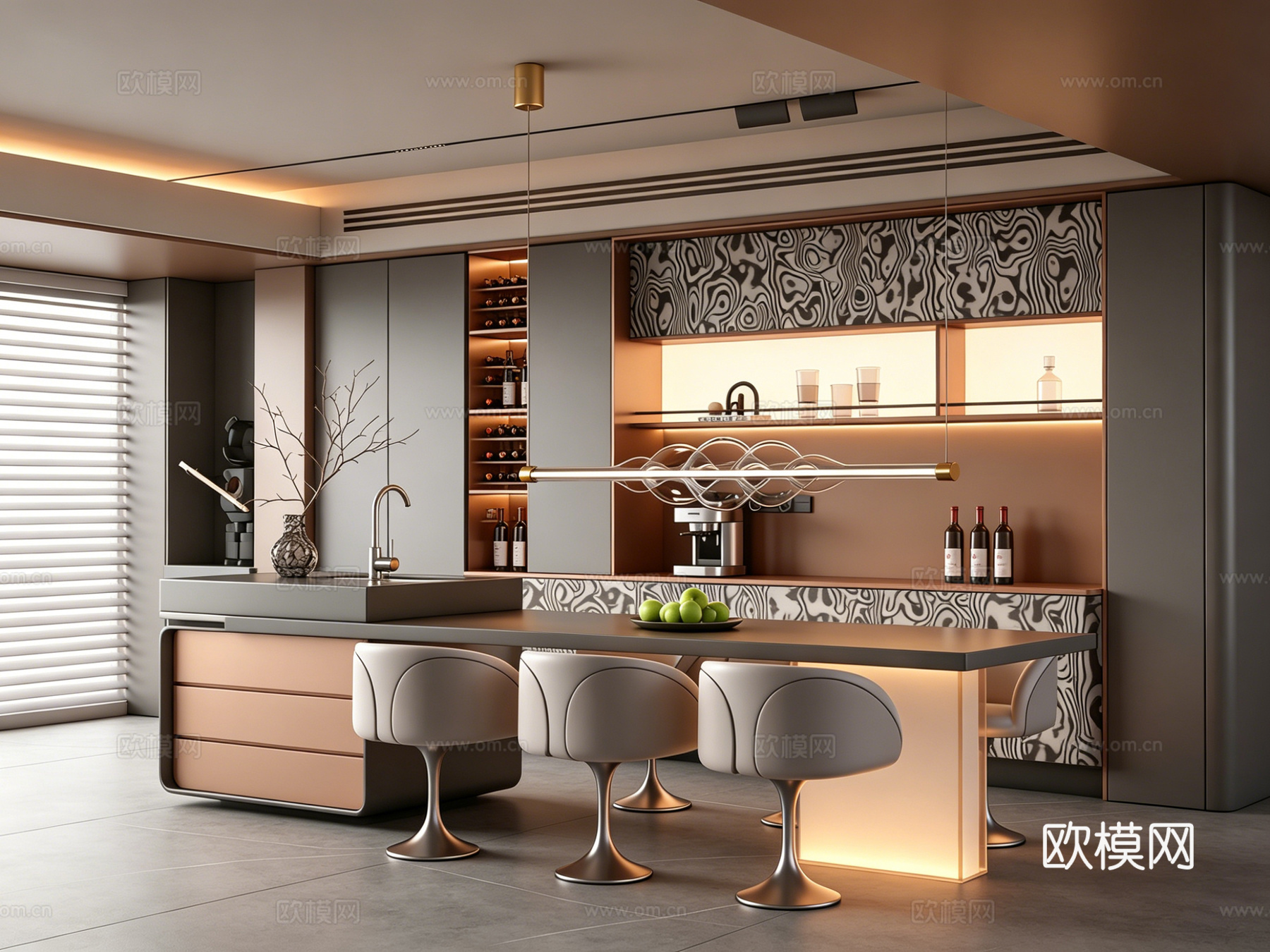 意式 家装 室内简约 轻奢风 格餐厅 客厅 卧室设计su模型