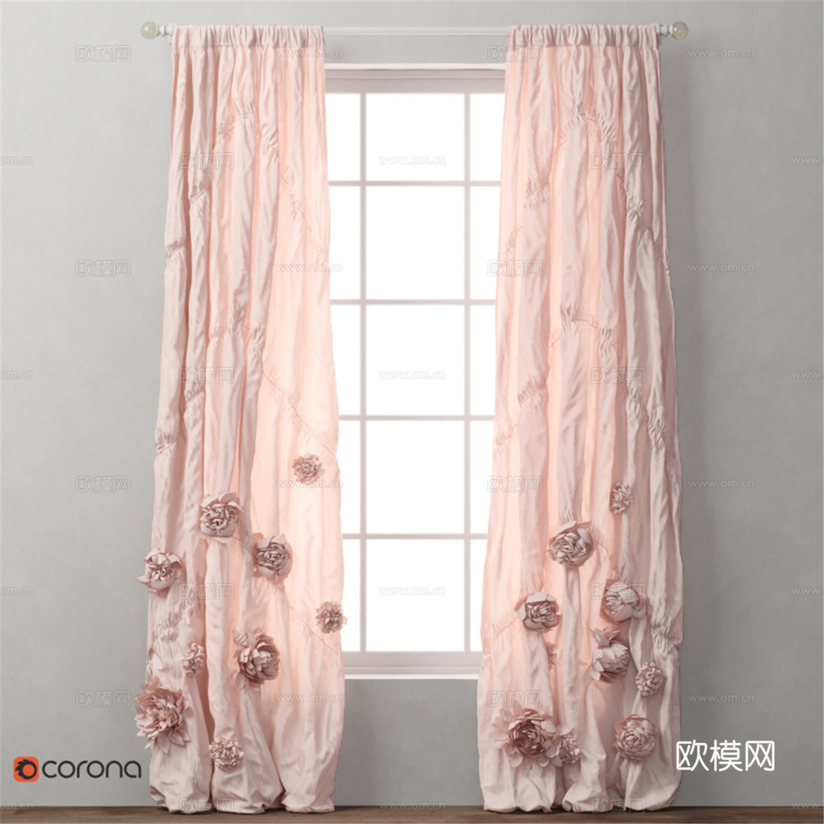 RH 水洗贴花 Fleur 窗帘3d模型