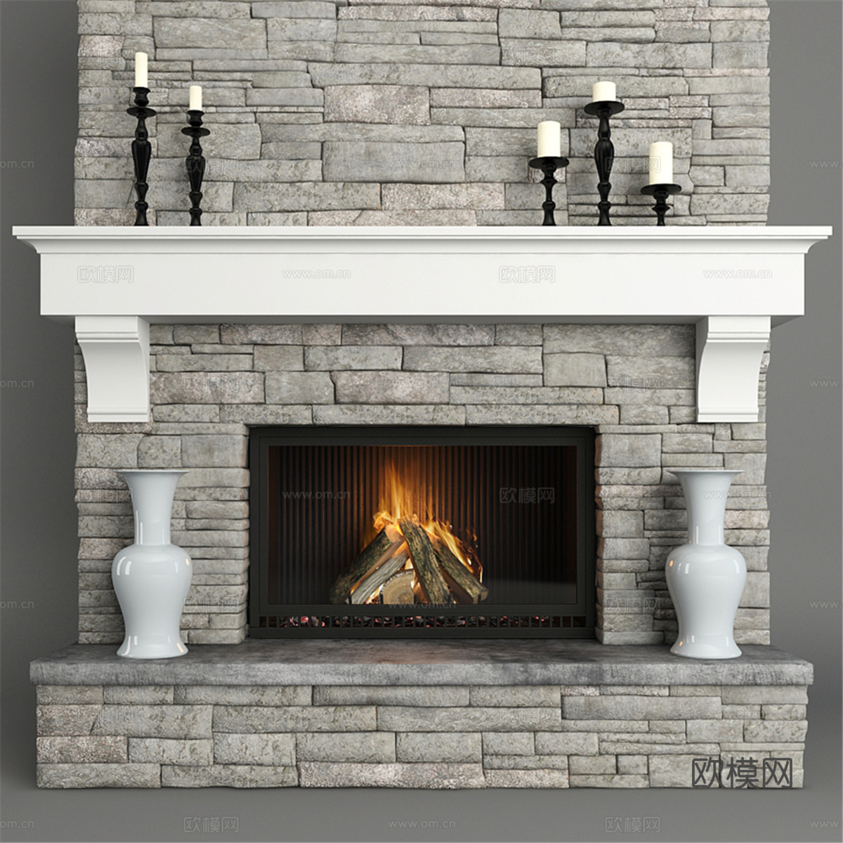 石材壁炉3d模型