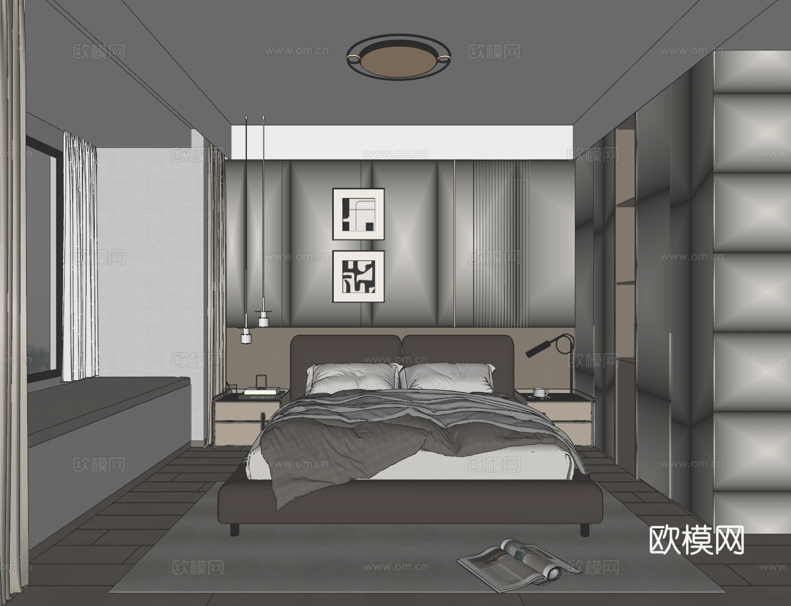 现代卧室su模型