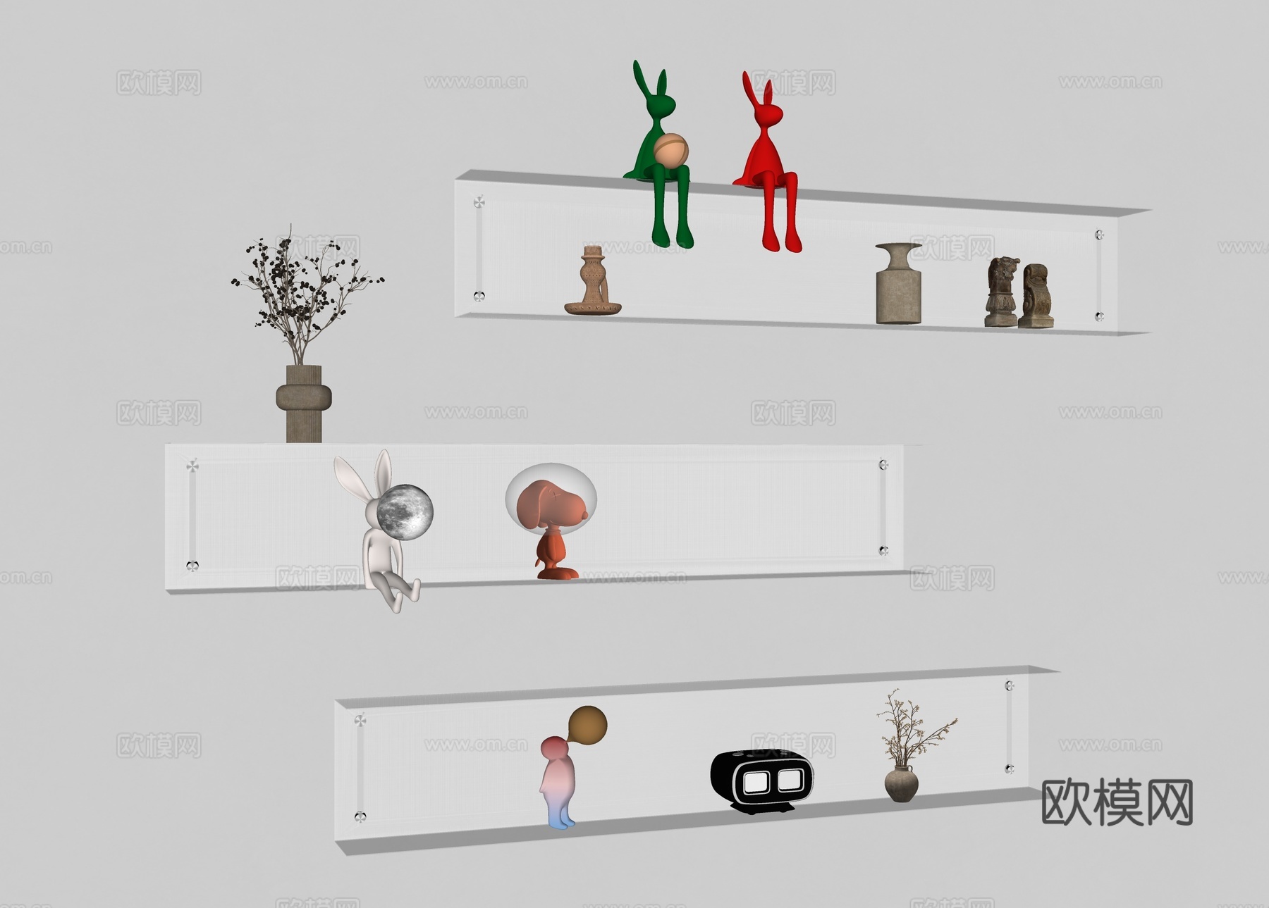 现代置物架 轻奢置物架 不锈钢书架 壁挂层板架 不锈钢层板书su模型