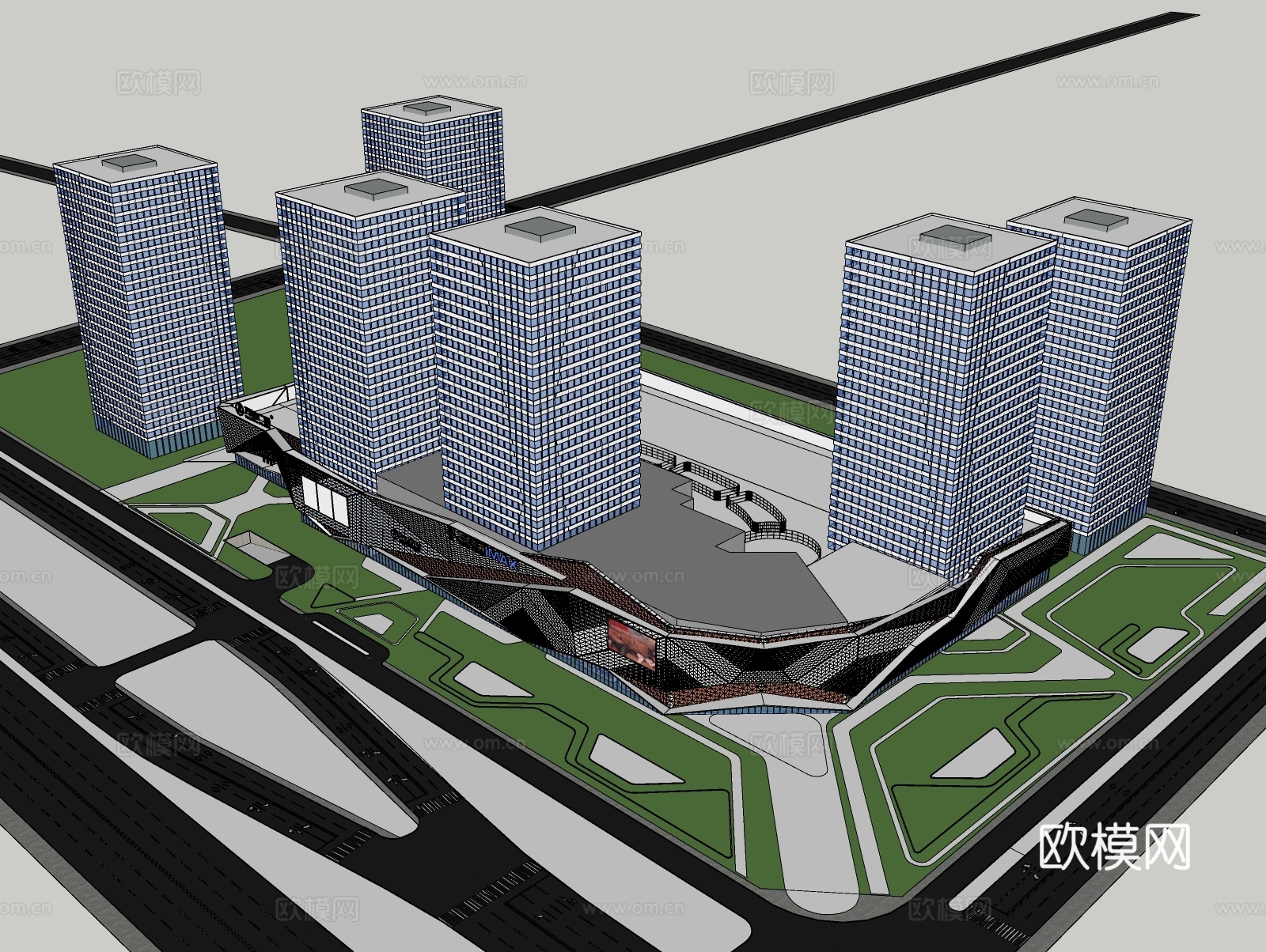 建筑及户外商业建筑商业综合体su模型