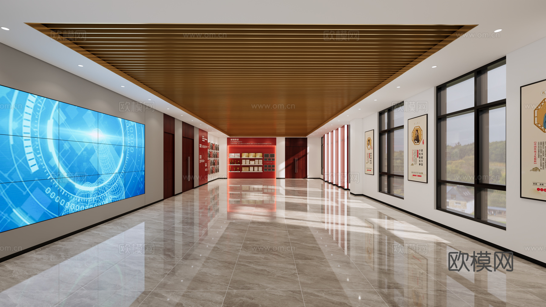 现代校园文化展厅su模型