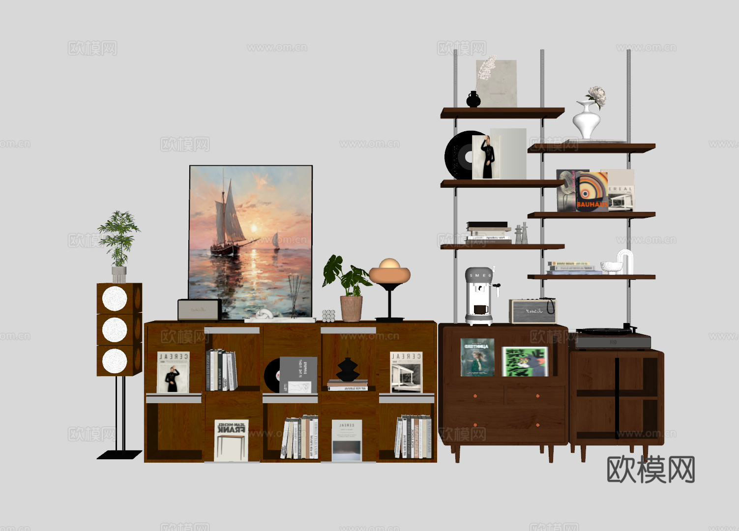 中古风装饰柜su模型