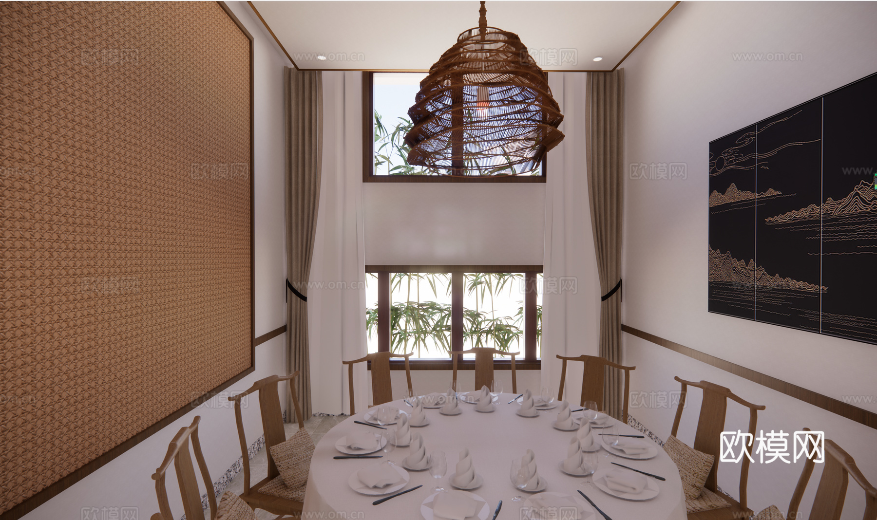 新中式中餐厅su模型